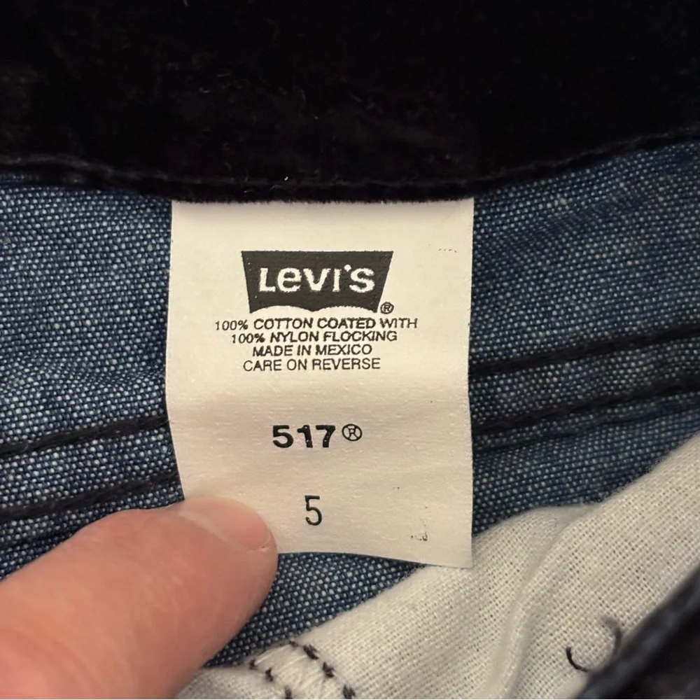 Vtg Levis Jeans Toddler Girl 5 Black‎ 517 Velvet Flare Red Tab Zip Fly Cotton